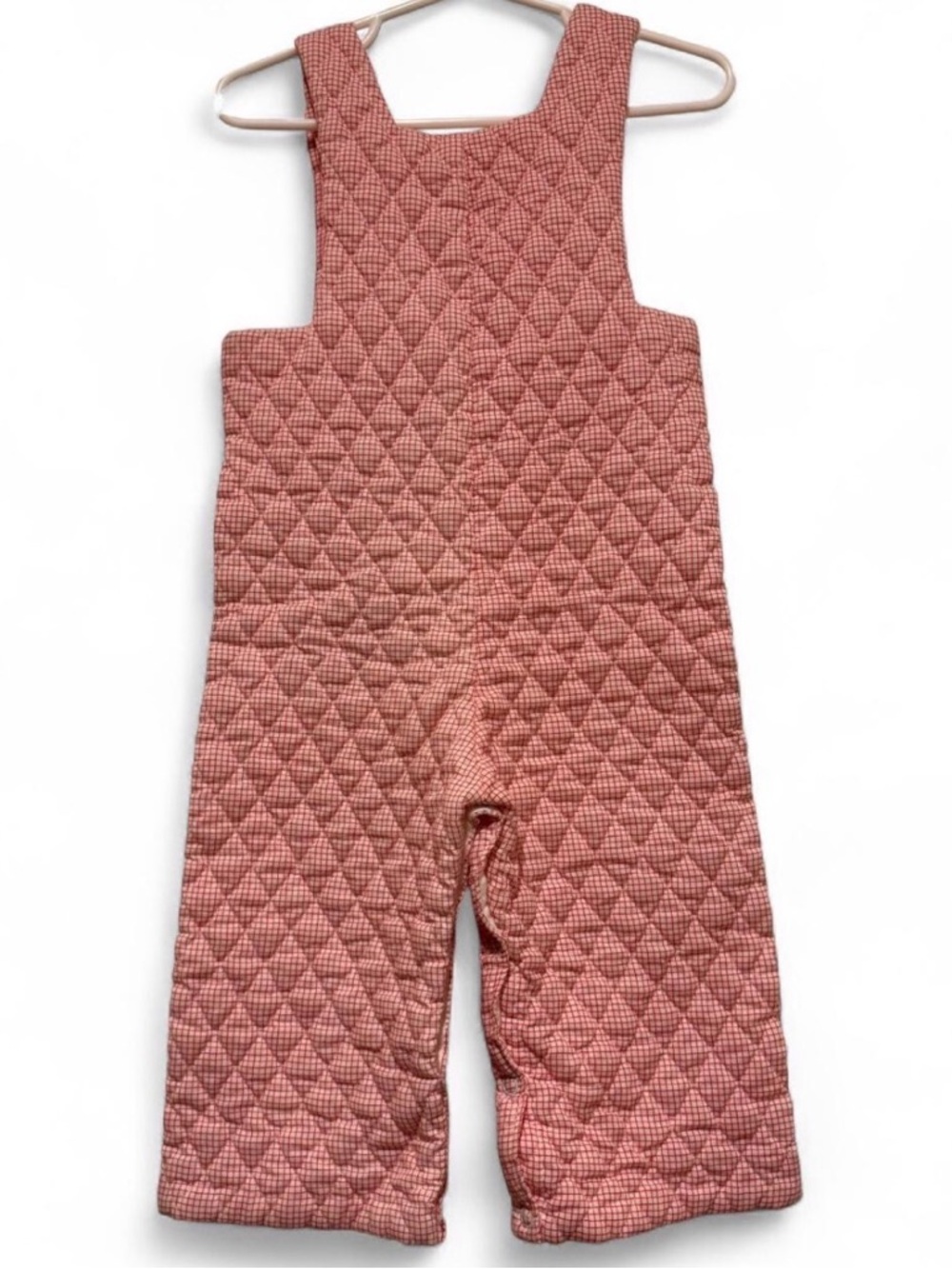 Vintage Quilted Red and White Gingham 1980s overalls  three embroidered stars - Picture 2 of 6